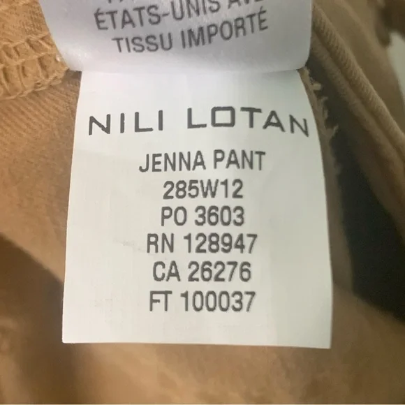 NWT NILI LOTAN Jenna Slim Pants in “Fawn” Cotton Ankle Raw Hem Size 12 - Picture 4 of 11